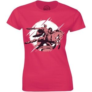 Brave Warrior Riding Horse Spear Etching T-shirt